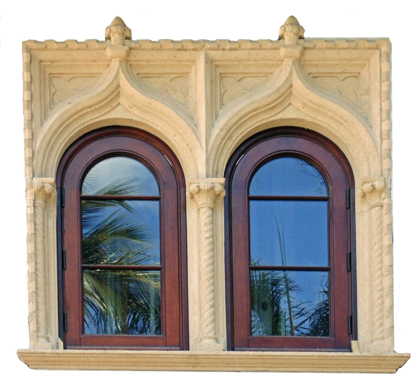 PALM ISLAND MAHOGANY ARCHED WINDOWS