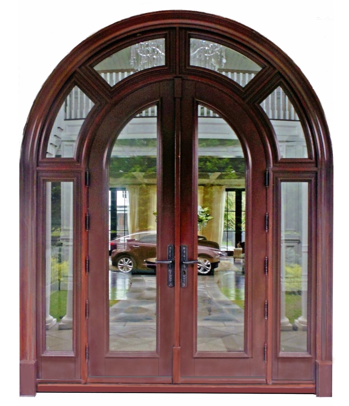 VALUSA MAHOGANY GLASS DOORS AND TRANSOM