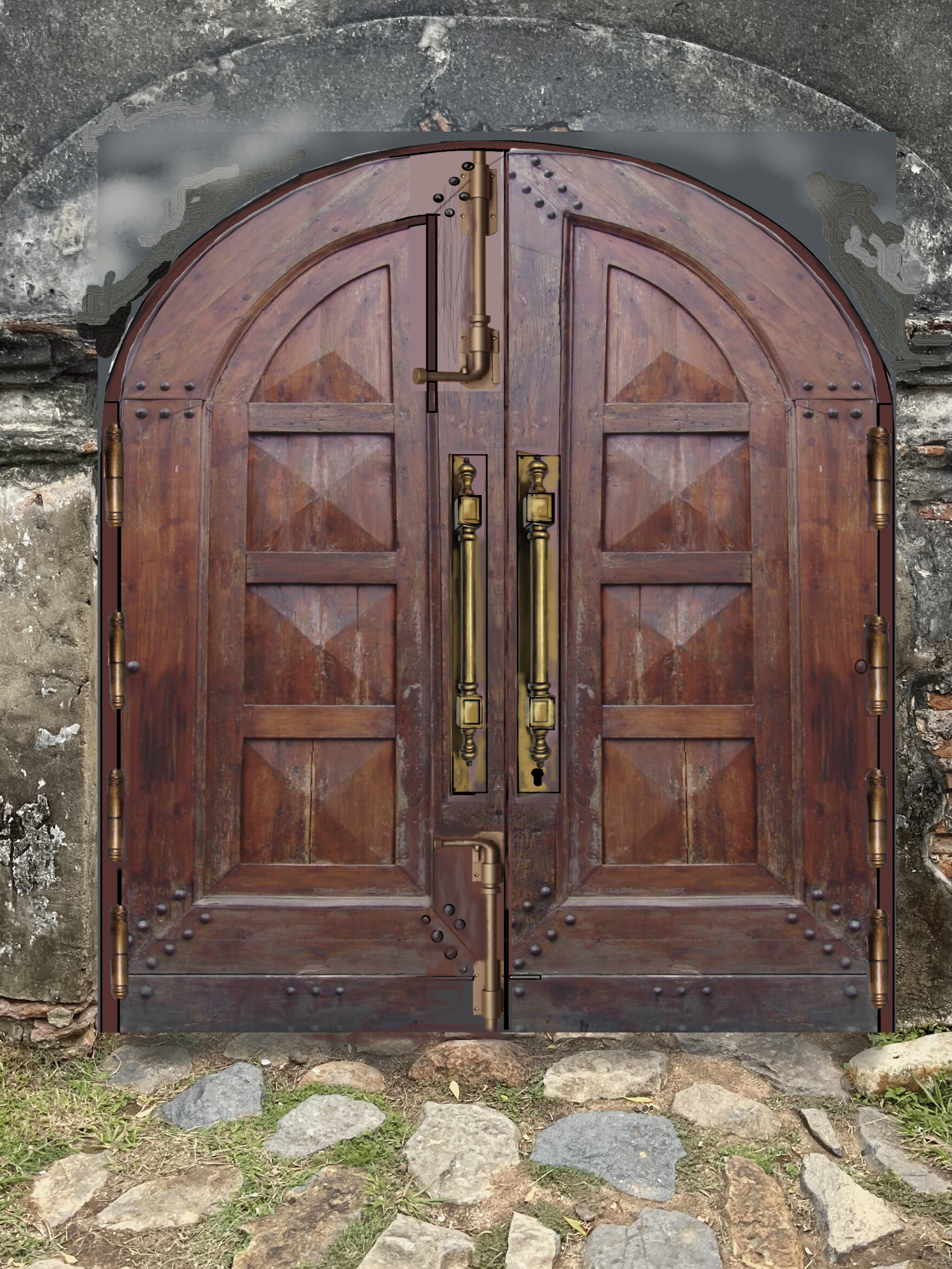 VALUSA MAHOGANY GLASS DOORS AND TRANSOM