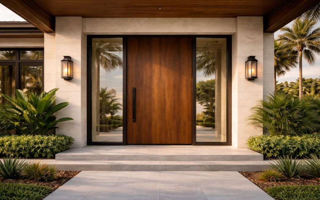 European hurricane impact wood front door